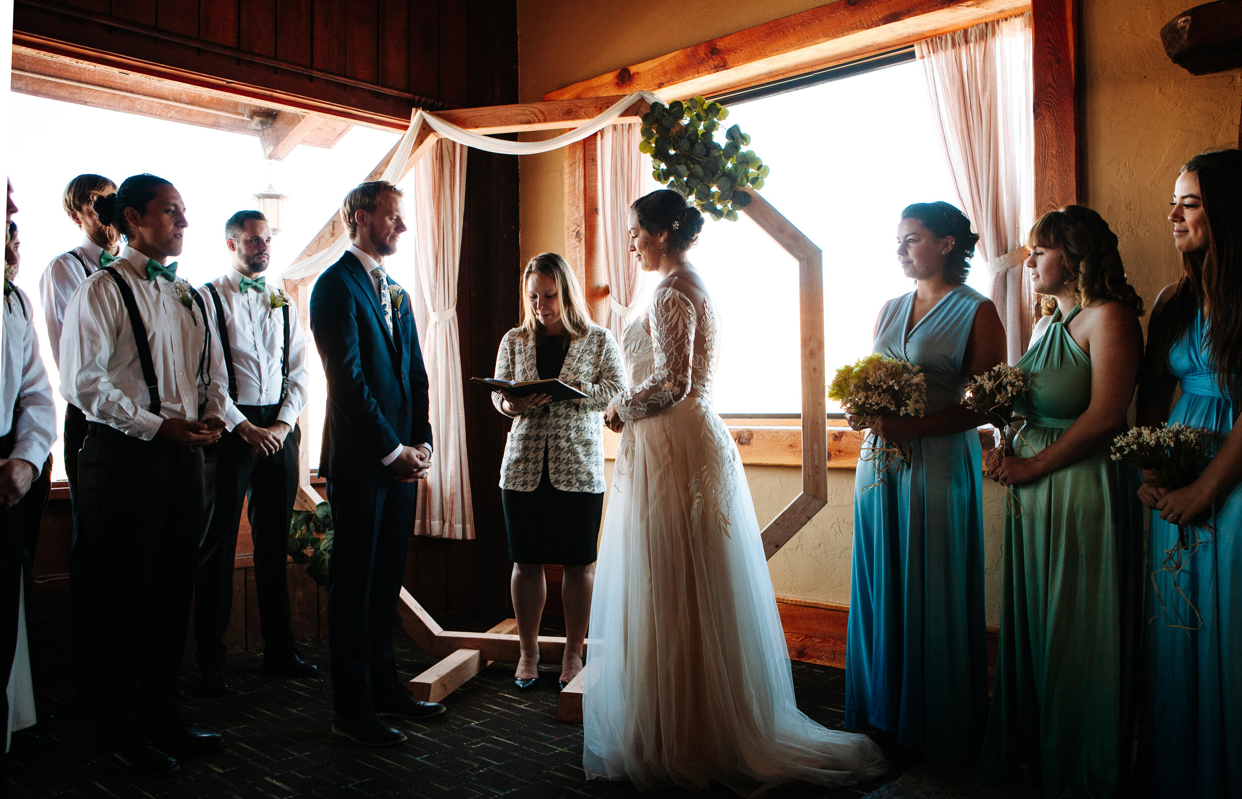 Indoor wedding ceremony near Moab, Utah.