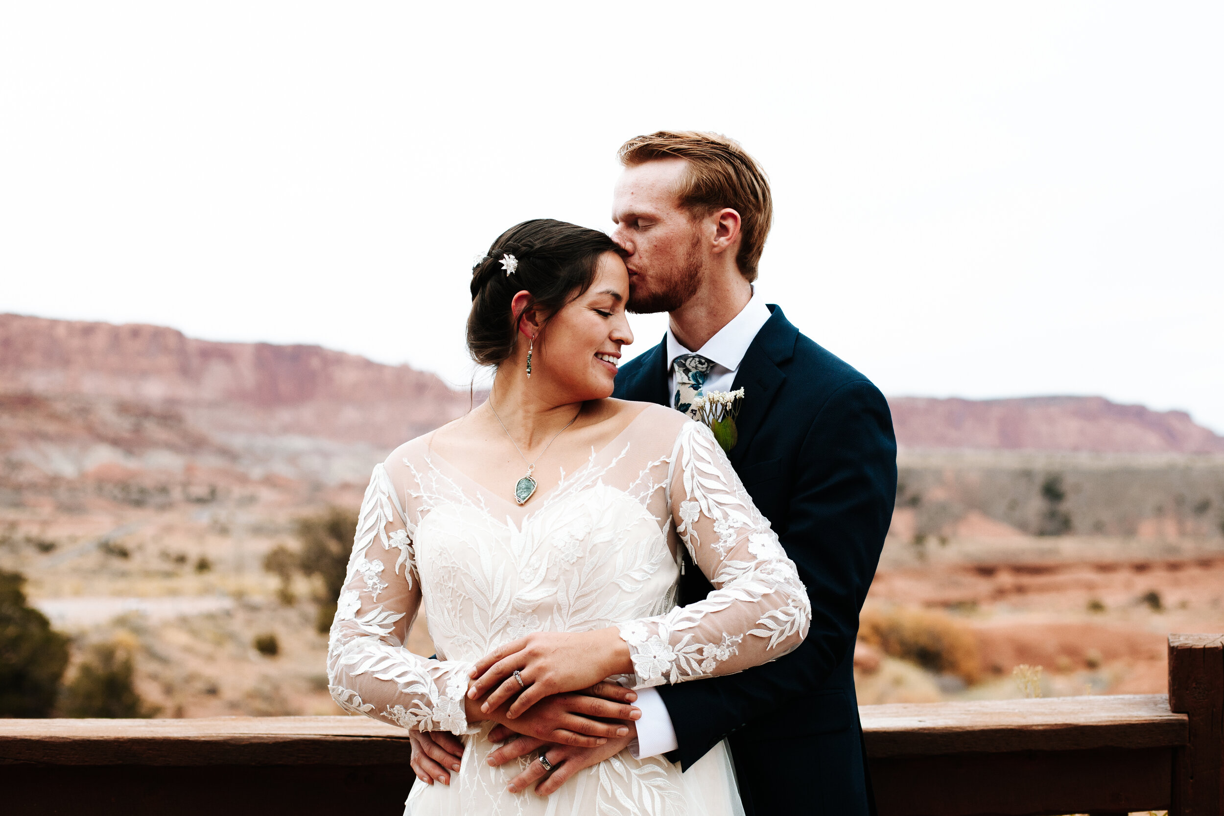 Couple at their wedding in Moab, Utah.