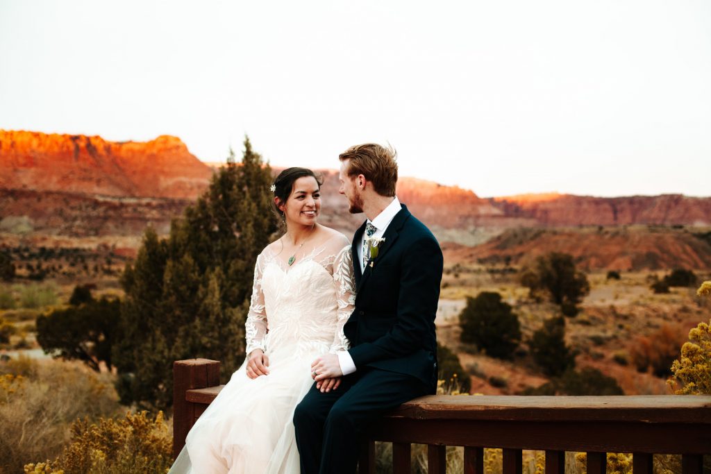 Bride and groom at their Zion Wedding